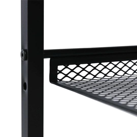 Close-up of the sturdy metal frame and mesh shelf design of YES4HOMES shoe rack, showcasing quality and durability.