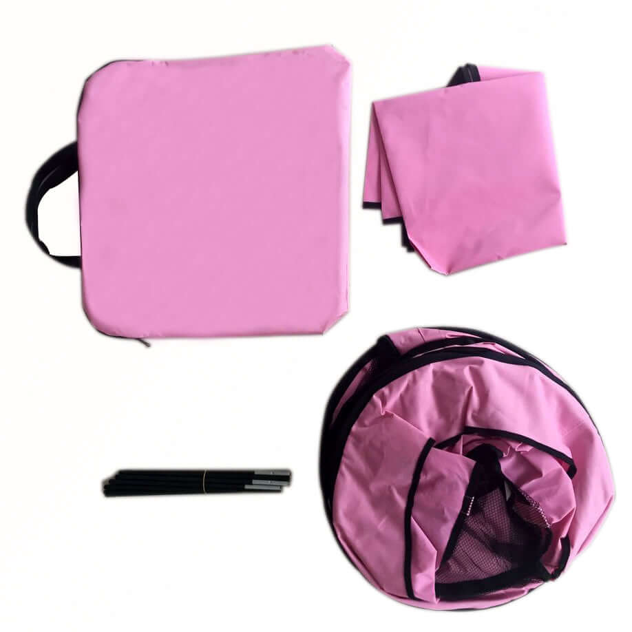 YES4PETS pink foldable playpen parts including carrying bag and mat, affordable pet play area solution.