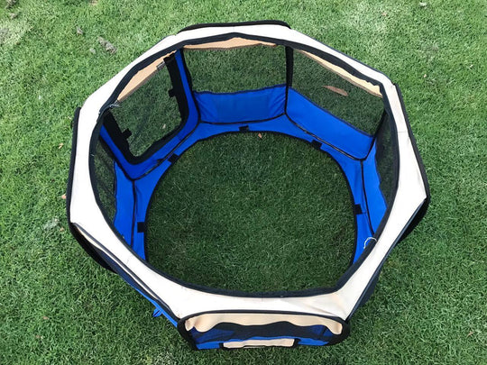 YES4PETS small blue pet playpen with mesh windows and removable roof for dogs and cats