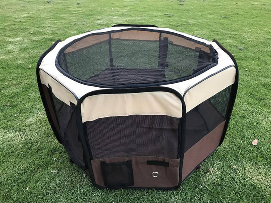 YES4PETS small pet playpen with mesh windows on grass, ideal for dogs, cats, and small animals, offering affordable quality.