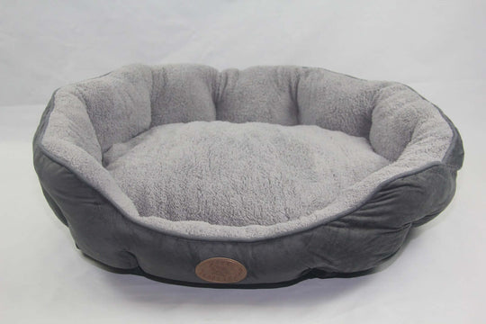 Affordable large blue/grey washable fleece pet bed for dogs and cats, ultra-soft and anti-skid base.