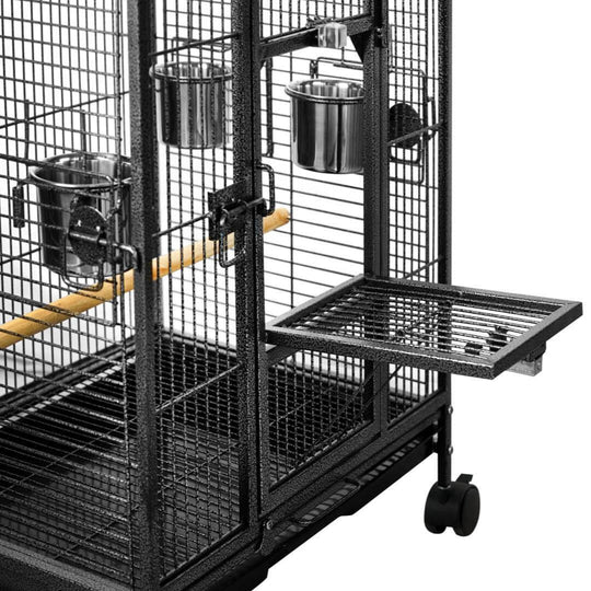 YES4PETS affordable bird cage with durable wrought iron, easy access doors, and slide-out tray for cleaning.