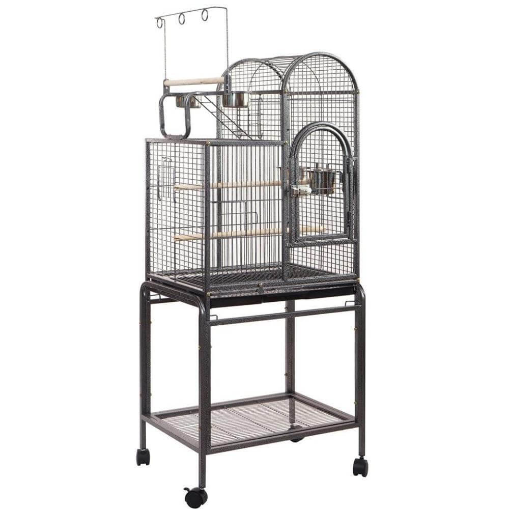 YES4PETS Large Bird Cage with Stand & Wheel, eco-friendly design, easy access doors, and slide-out tray for hassle-free cleaning.