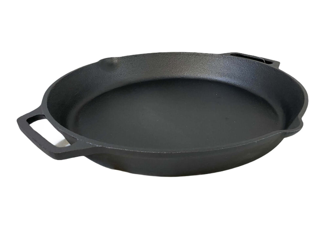 YES4HOMES cast iron fry paella pan, pre-seasoned, durable, oven-safe, ideal for BBQ and grilling, affordable luxury cookware.