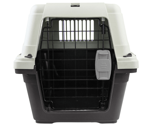 Large portable dog cat carrier travel bag with safety lock and ventilated design for pets.