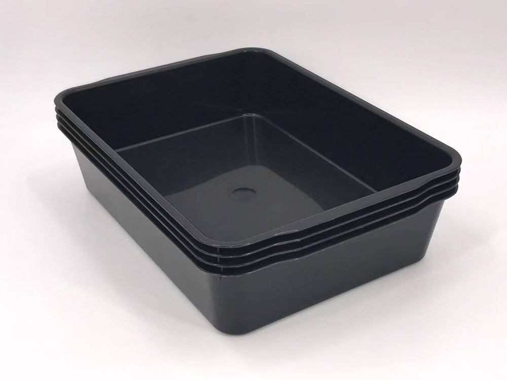 Set of 6 portable, non-toxic cat litter trays in black, ideal for affordable and easy pet care.