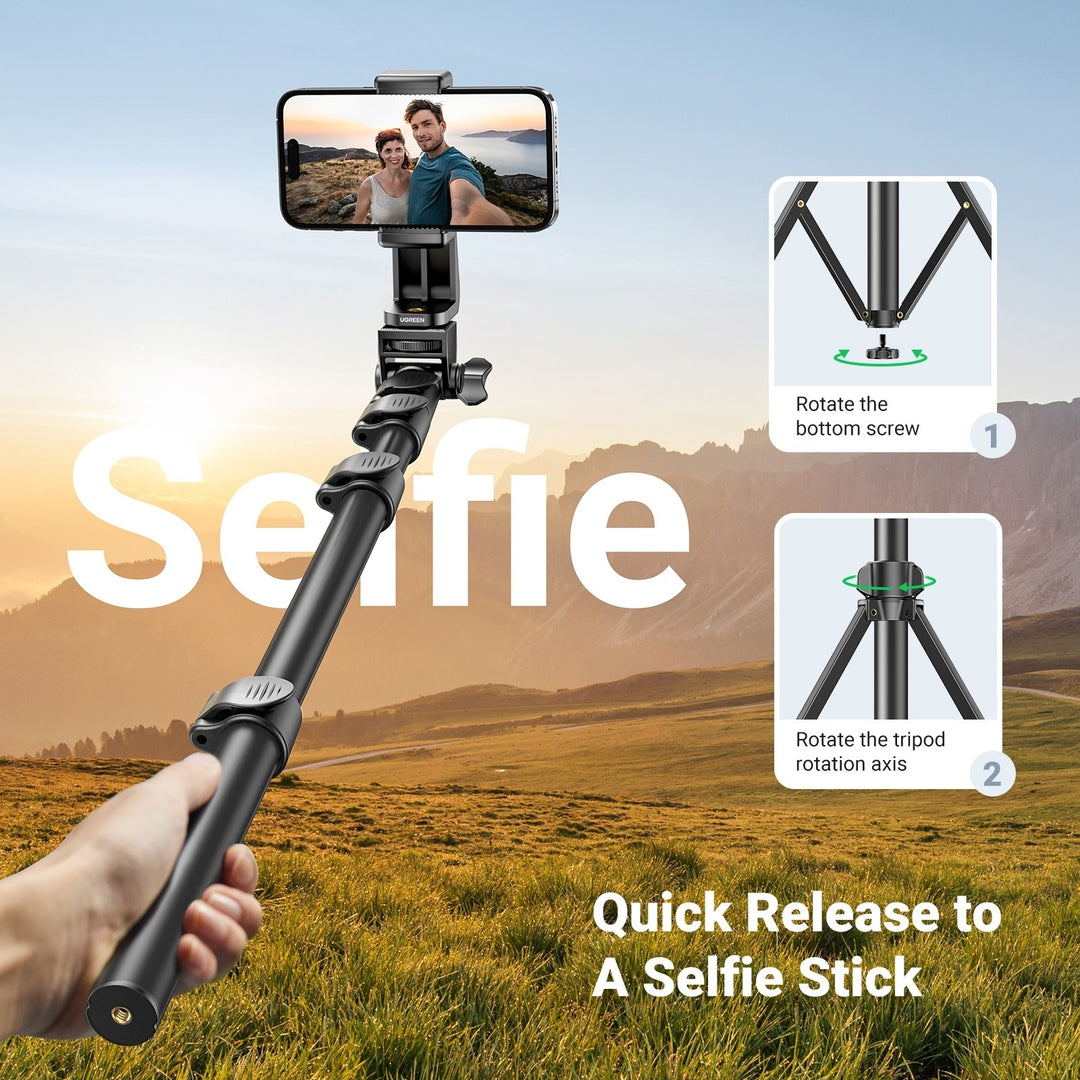 UGREEN 15609 Cell Phone Selfie Stick Tripod 1.7m with Bluetooth Remote