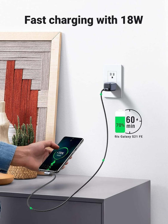 كابل شحن سريع USB-C بزاوية قائمة 20299 من UGREEN بسرعة 5 جيجابت في الثانية بطول 1 متر 