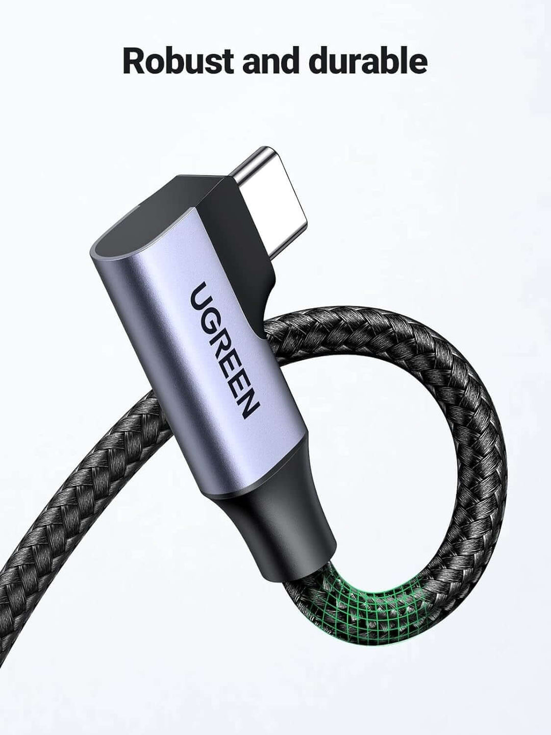 كابل شحن سريع USB-C بزاوية قائمة 20299 من UGREEN بسرعة 5 جيجابت في الثانية بطول 1 متر 