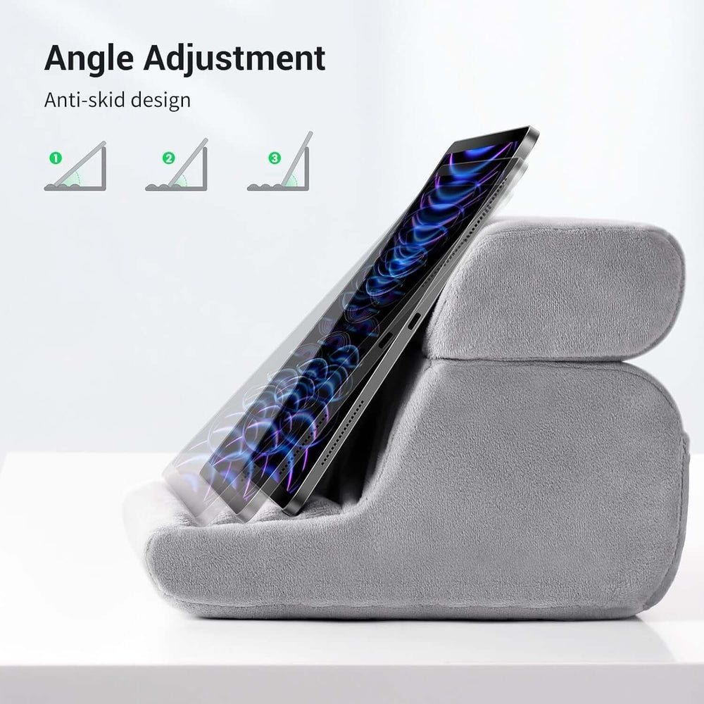 UGREEN 60646 Desk Pillow tablet stand showing adjustable angle and anti-skid design for comfortable use.