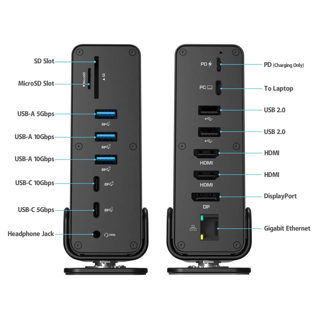 محطة إرساء Simplecom CHT815 15 في 1 USB-C 4K Triple Display MST مع منفذ HDMI DP مزدوج