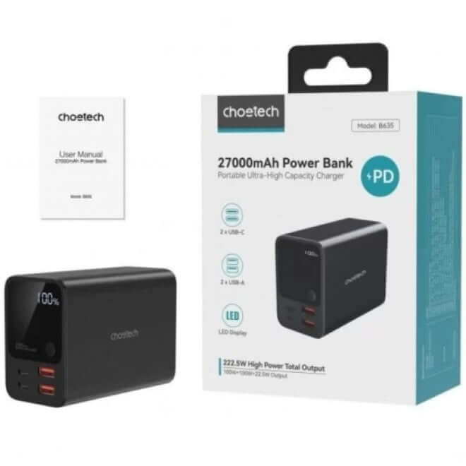 باور بانك CHOETECH B635 Dual PD 100W 27000 mAh