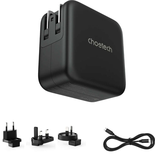 شاحن سفر CHOETECH PD6055 GAN USB-C + USB-A بقوة 70 واط (الولايات المتحدة/الاتحاد الأوروبي/المملكة المتحدة/أستراليا) 