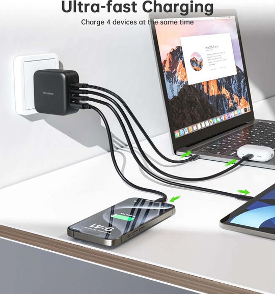 شاحن سفر CHOETECH PD6055 GAN USB-C + USB-A بقوة 70 واط (الولايات المتحدة/الاتحاد الأوروبي/المملكة المتحدة/أستراليا) 