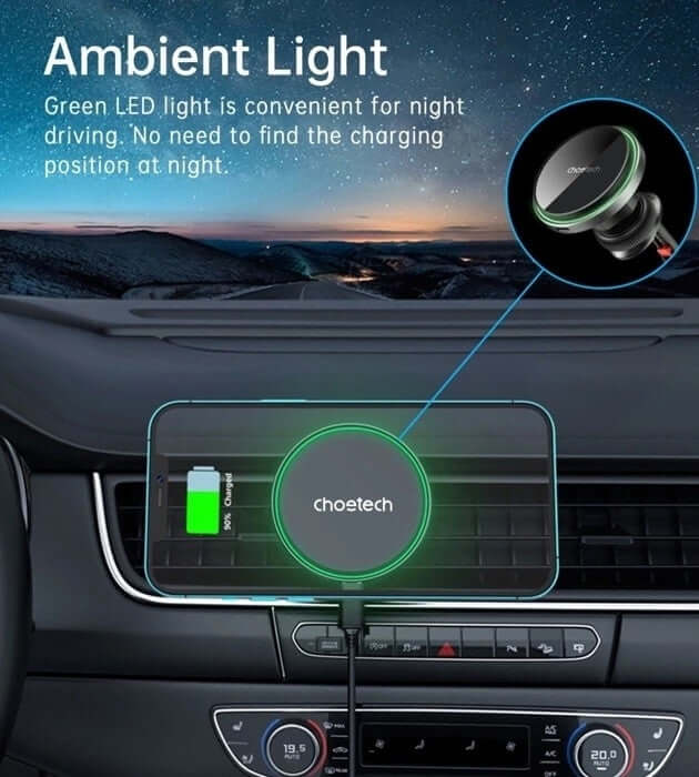 _label_, DSZ Product, feed-cond-new, feed-sl-free shipping, free-shipping, newChoetech T204 - F 15W Magnetic Car Charger Holder With Led Light (Aluminium Alloy Housing) - Premium Outdoor Recreation > Camping > Camping Lights & Lanterns from Choetech ! Shop Online Buy Now at S & D's Value Store Family Business Best Customer Service_label_, DSZ Product, feed-cond-new, feed-sl-free shipping, free-shipping, new