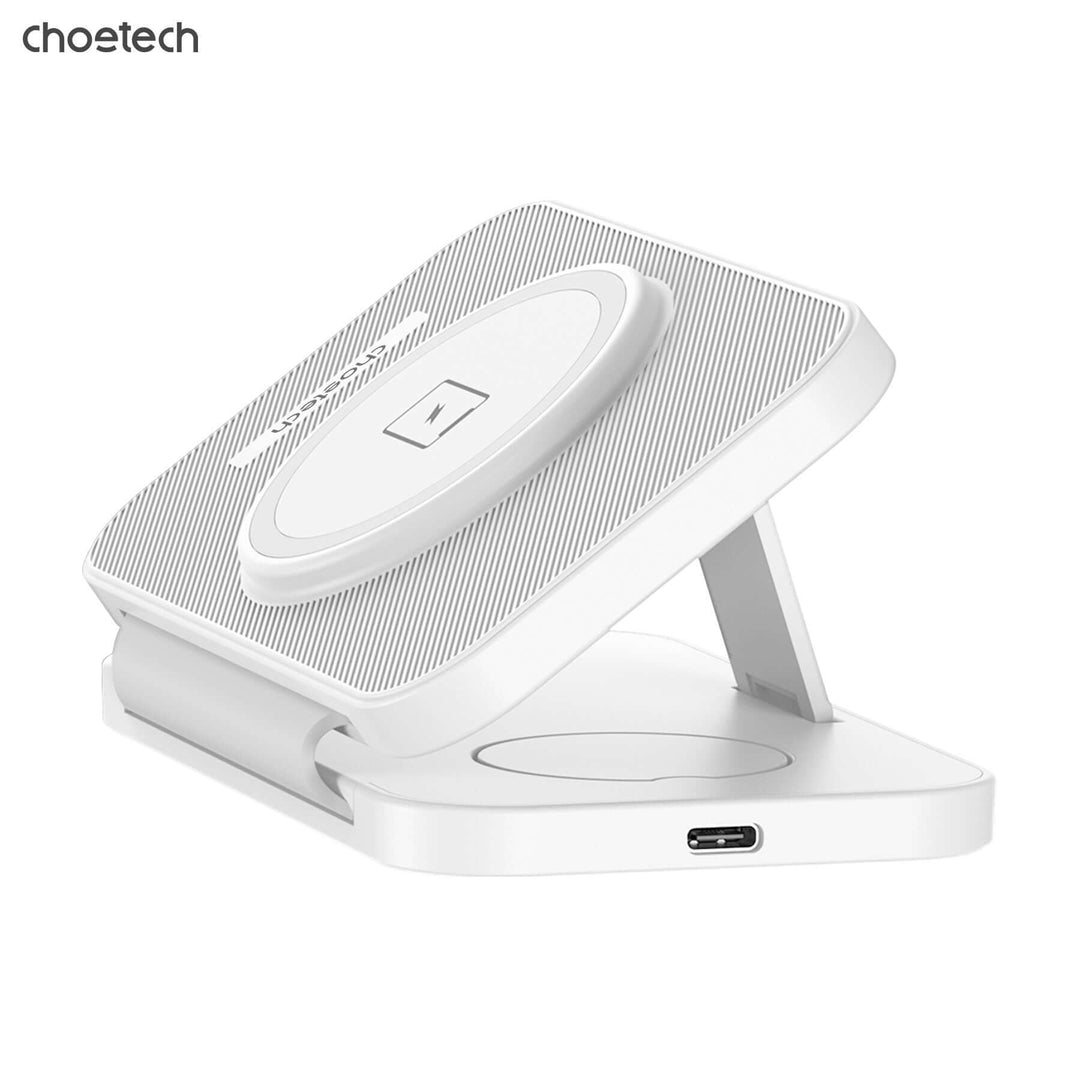 شاحن لاسلكي مغناطيسي قابل للطي CHOETECH T616-F-WH 3 في 1 - أبيض