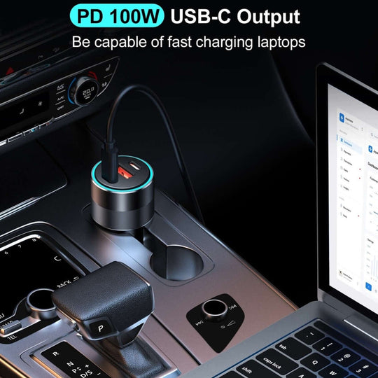 شاحن سيارة سريع CHOETECH TC0011 بقوة 130 واط و3 منافذ (منفذ USB-C مزدوج PD3.0 + منفذ USB-A)