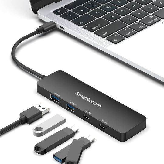 موزع Simplecom CH392 USB 3.2 Gen2 USB-C 4 منافذ بسرعة 10 جيجابت في الثانية (2x USB-A و2x USB-C)