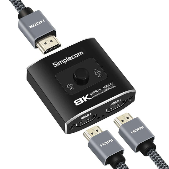 مفتاح اختيار HDMI 2.1 ثنائي الاتجاه CM302v2 من Simplecom بدقة 8K@60Hz