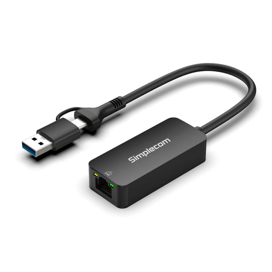 محول شبكة Simplecom NU405C SuperSpeed ​​USB-C وUSB-A إلى 2.5G Ethernet بسرعة 2.5Gbps LAN