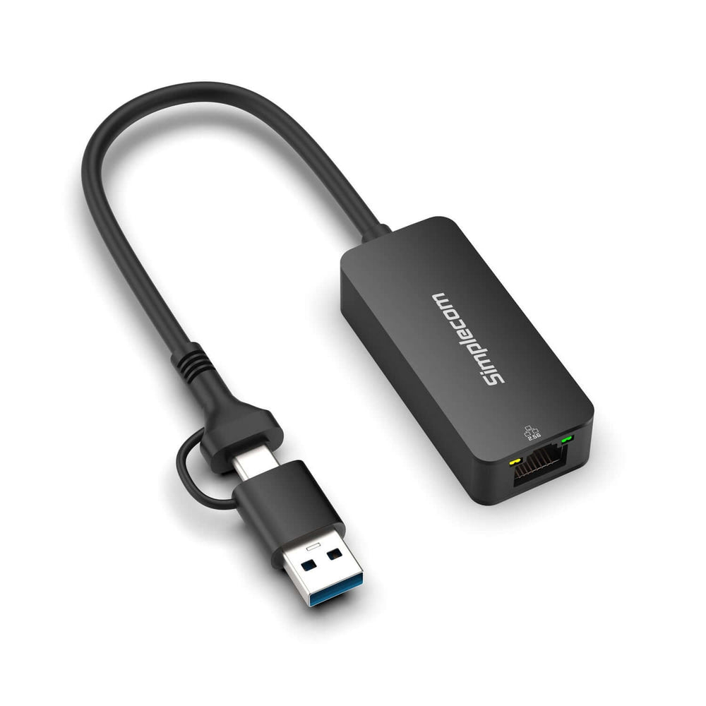 محول شبكة Simplecom NU405C SuperSpeed ​​USB-C وUSB-A إلى 2.5G Ethernet بسرعة 2.5Gbps LAN