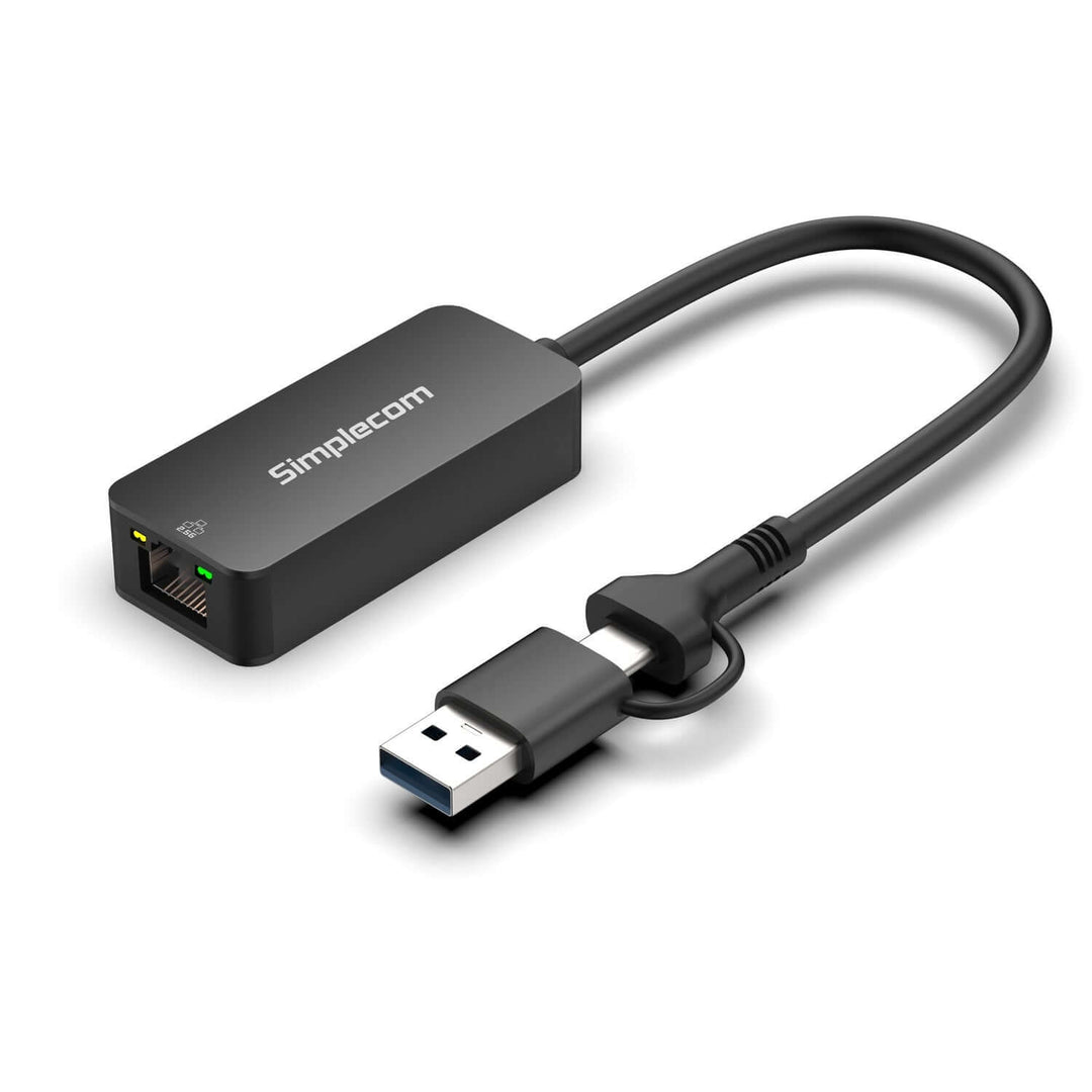 محول شبكة Simplecom NU405C SuperSpeed ​​USB-C وUSB-A إلى 2.5G Ethernet بسرعة 2.5Gbps LAN