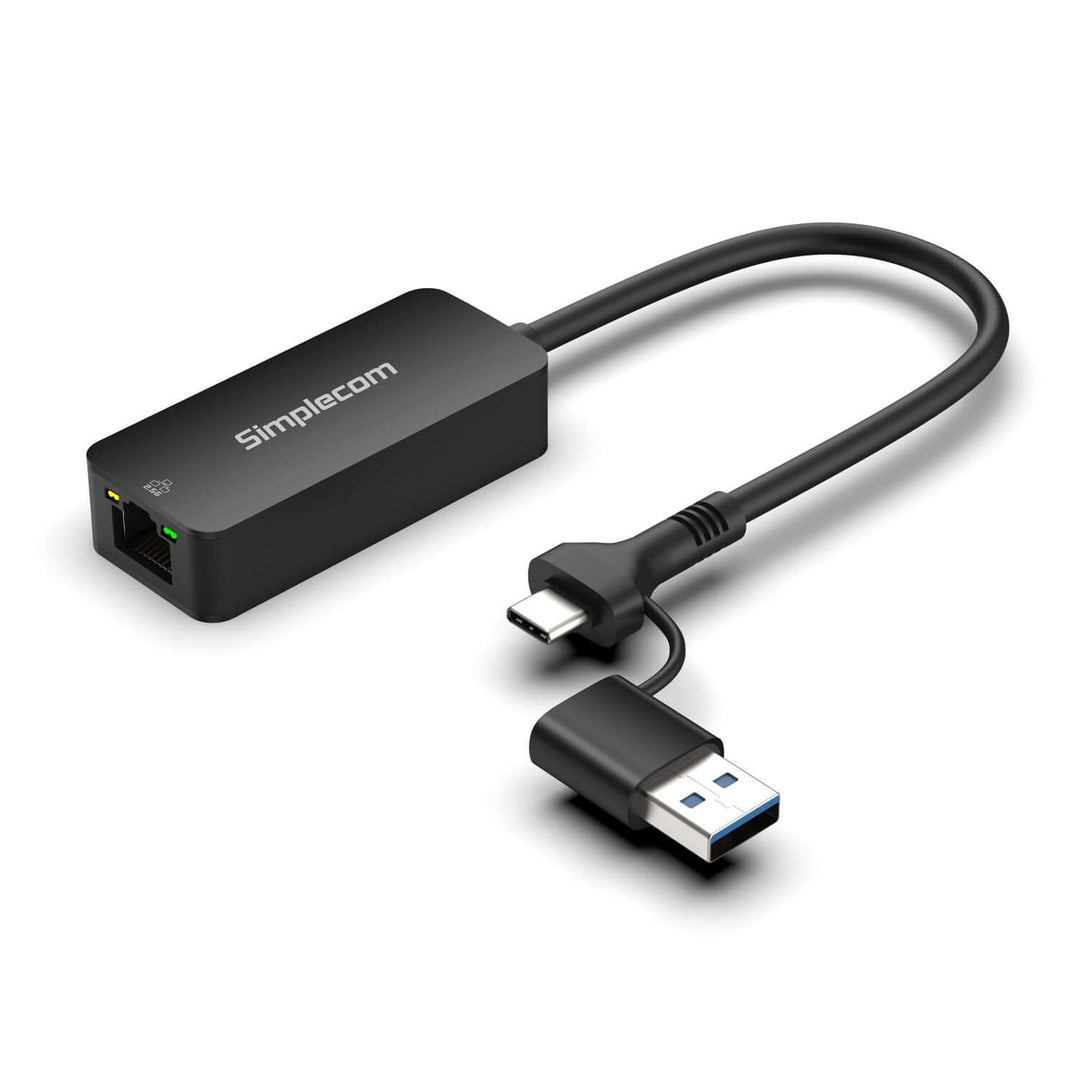 محول شبكة Simplecom NU405C SuperSpeed ​​USB-C وUSB-A إلى 2.5G Ethernet بسرعة 2.5Gbps LAN