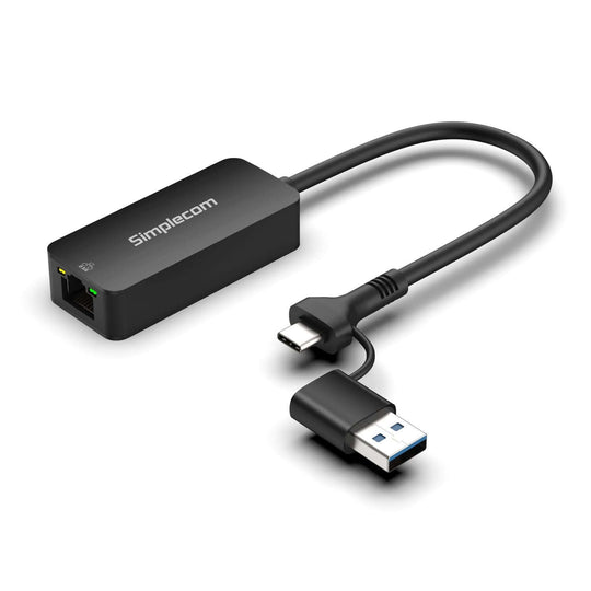 محول شبكة Simplecom NU405C SuperSpeed ​​USB-C وUSB-A إلى 2.5G Ethernet بسرعة 2.5Gbps LAN