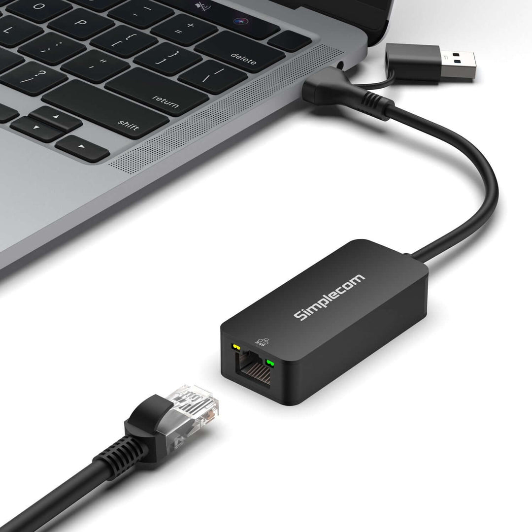 محول شبكة Simplecom NU405C SuperSpeed ​​USB-C وUSB-A إلى 2.5G Ethernet بسرعة 2.5Gbps LAN