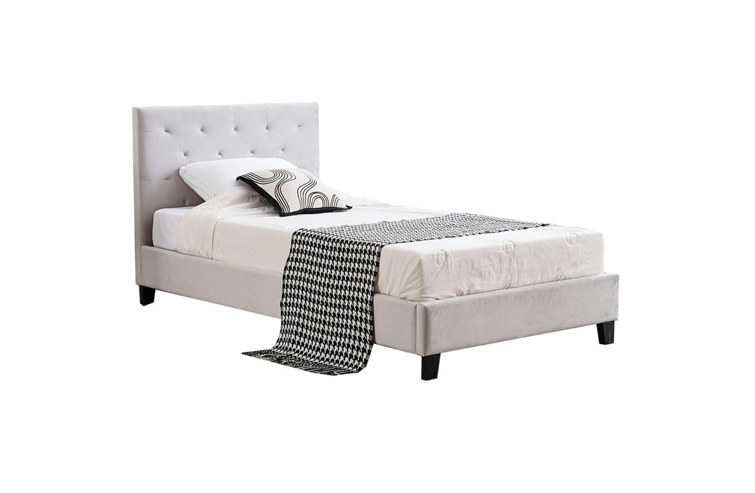 Light Grey Winston Velvet Tufted Bed in King Single Size with Elegant Upholstery