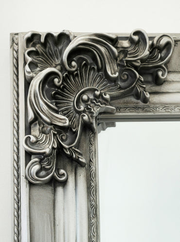 Deluxe French Provincial Ornate Mirror - Antique Silver - 90Cm X 170Cm