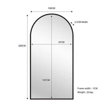 DSZ Product, feed-cond-new, feed-sl-DSZ Freight Payable, newBlack Metal Arch Mirror  - Xlarge 100Cm X 200Cm - Premium Home & Garden > Decor > Mirrors from Style By Inspiration ! Shop Online Buy Now at S & D's Value Store Family Business Best Customer ServiceDSZ Product, feed-cond-new, feed-sl-DSZ Freight Payable, new