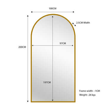 DSZ Product, feed-cond-new, feed-sl-DSZ Freight Payable, newGold Metal Arch Mirror   - Xlarge 100Cm X 200Cm - Premium Home & Garden > Decor > Mirrors from Style By Inspiration ! Shop Online Buy Now at S & D's Value Store Family Business Best Customer ServiceDSZ Product, feed-cond-new, feed-sl-DSZ Freight Payable, new