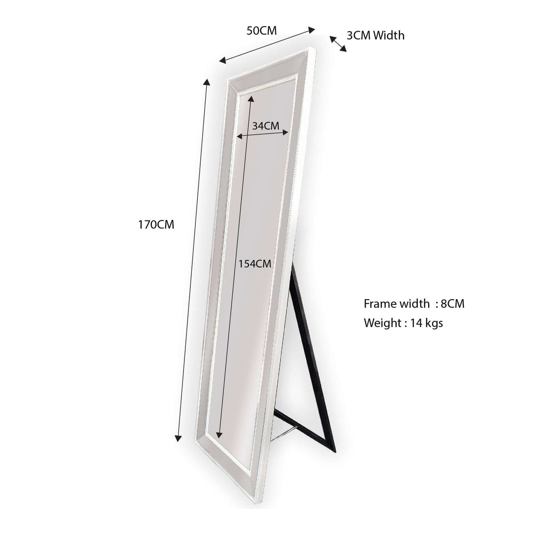 DSZ Product, feed-cond-new, feed-sl-DSZ Freight Payable, newWhite Beaded Framed Mirror - Free Standing 50Cm X 170Cm - Premium Home & Garden > Decor > Mirrors from Style By Inspiration ! Shop Online Buy Now at S & D's Value Store Family Business Best Customer ServiceDSZ Product, feed-cond-new, feed-sl-DSZ Freight Payable, new