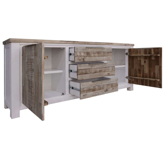 DSZ Product, feed-cond-new, feed-sl-DSZ Freight PayablePlumeria Buffet Table 200cm 2 Door 3 Drawer Solid Acacia Timber - White Brush - Premium Furniture > Dining > Buffets & Sideboards from Divano ! Shop Online Buy Now at S & D's Value Store Family Business Best Customer ServiceDSZ Product, feed-cond-new, feed-sl-DSZ Freight Payable