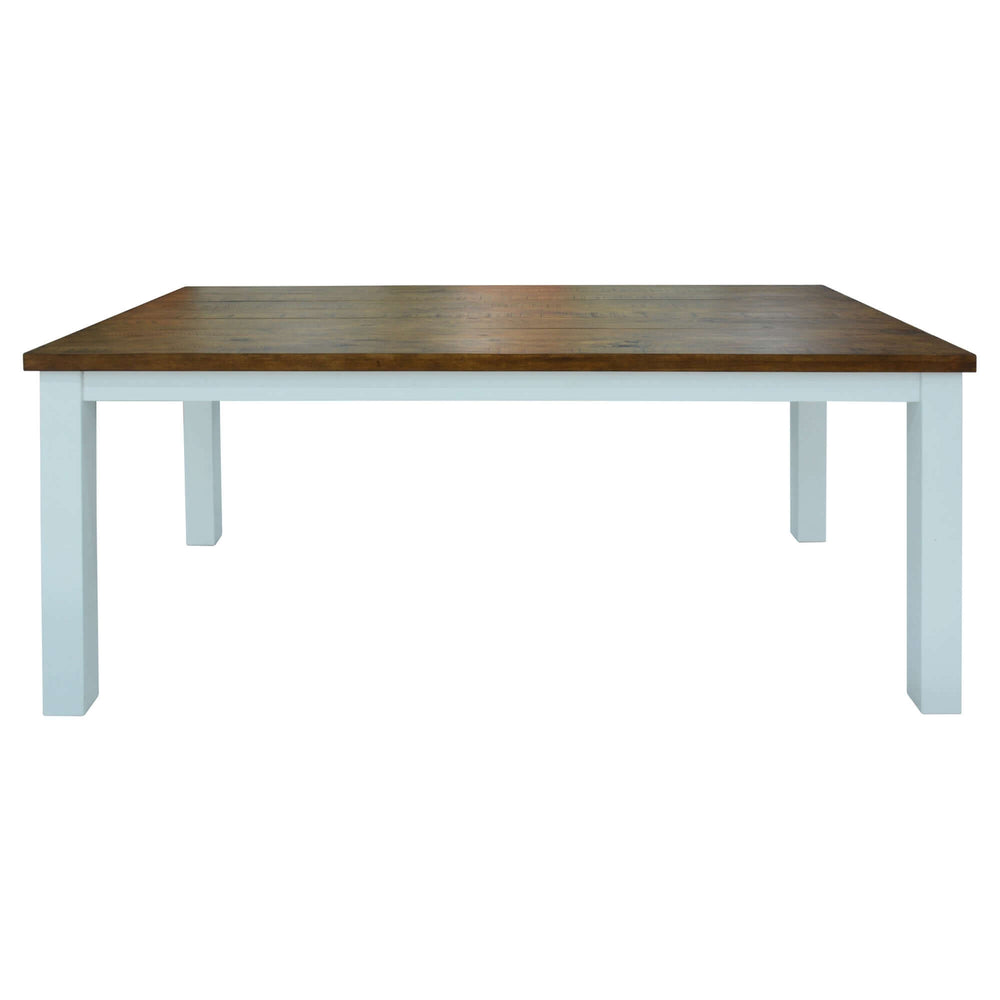 Affordable Norah dining table 180cm with natural wood top and white legs, perfect for DIY and stylish dining.