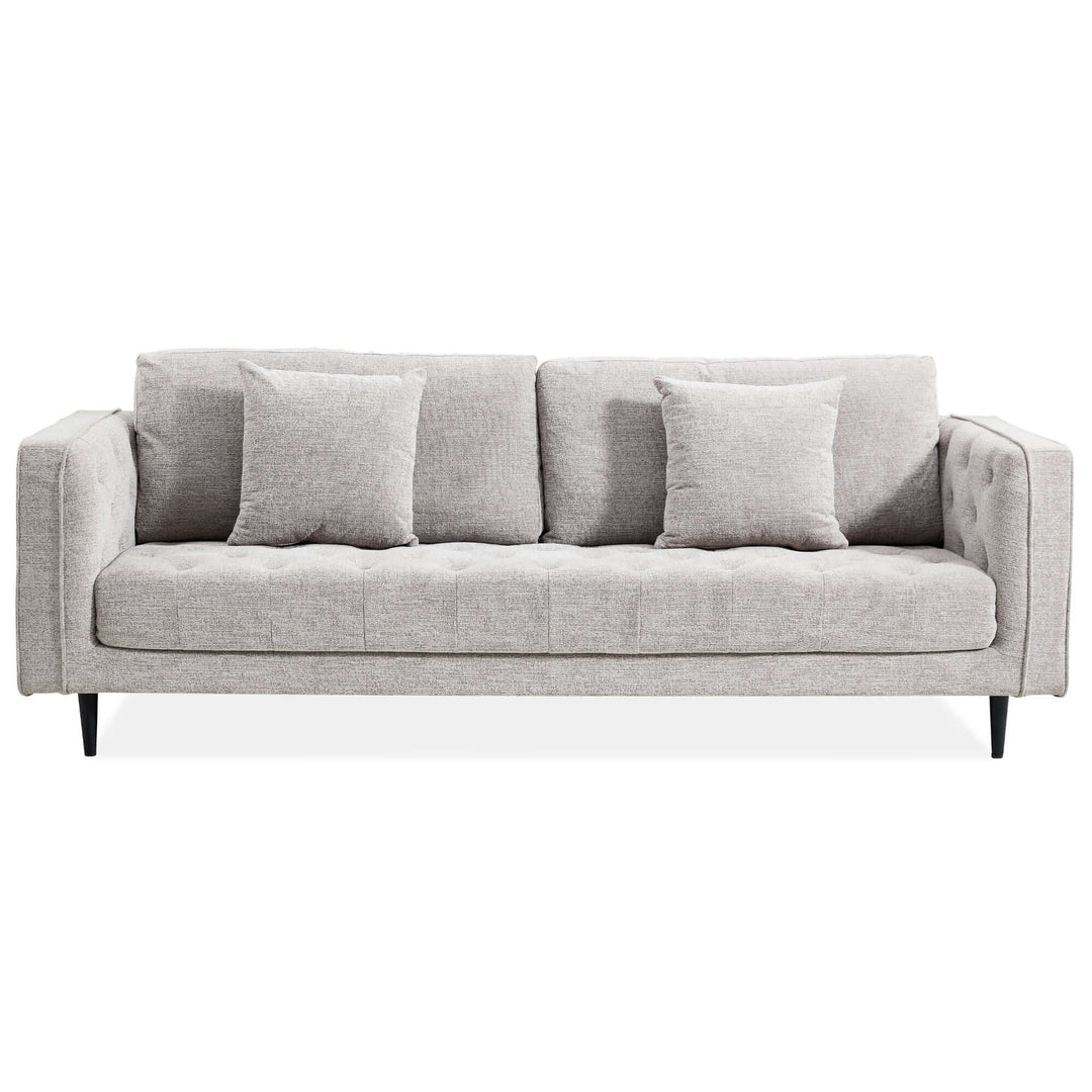 Affordable Jolie XL Size 3 Seater Sofa in quartz fabric with plush cushions for a luxurious lounge experience.