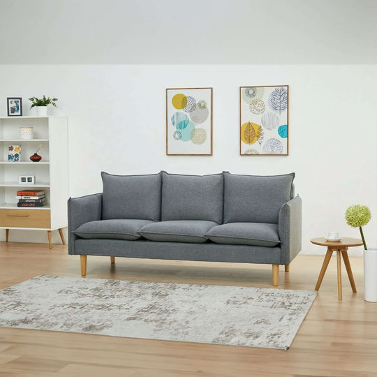 Affordable dark grey 2+3-seater fabric sofa in Scandinavian style, perfect for DIY and luxe home decor.