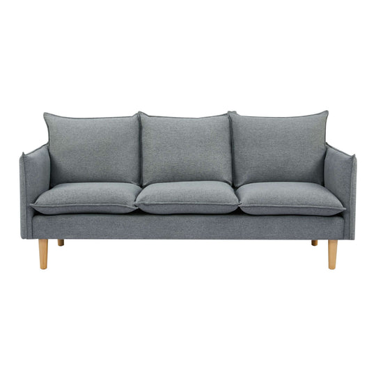 Affordable dark grey 2+3 seater fabric sofa with plush cushions and solid wood legs for quality relaxation in any living space.