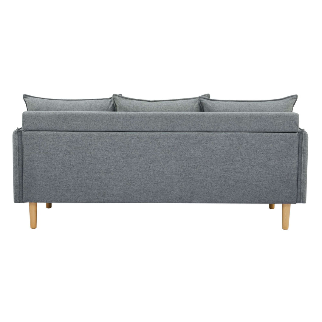 Back view of dark grey 2+3-seater sofa with plush upholstery and wooden legs, perfect for affordable luxury in living spaces.