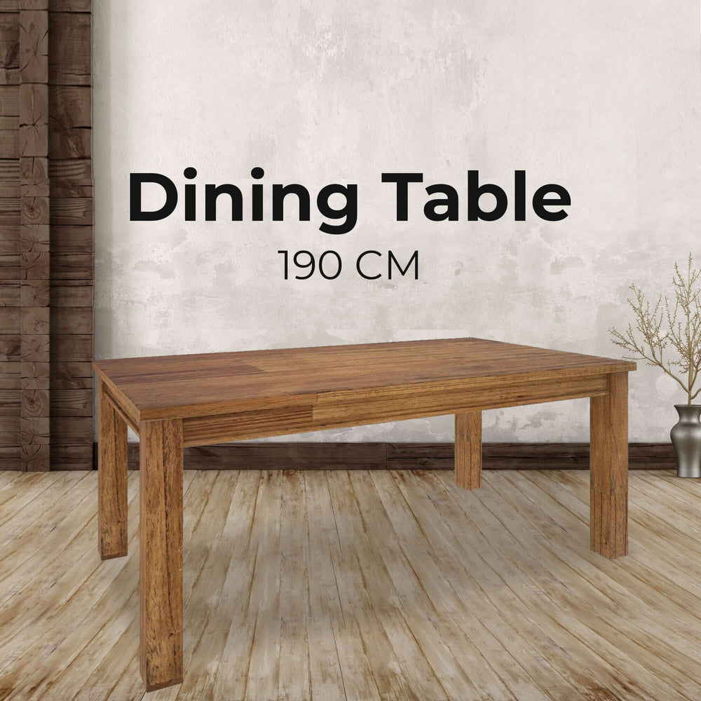 Solid Mountain Ash Wood Dining Table 190cm - Brown, Traditional Style, 6-Seater Home Dinner Furniture