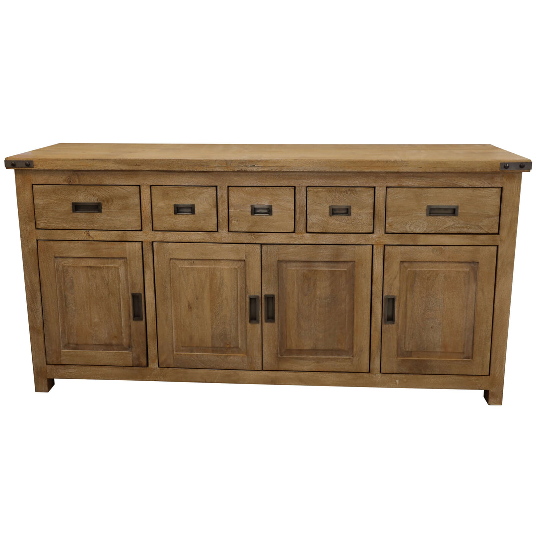 Gloriosa Buffet Table 180cm with 4 doors and 5 drawers in solid Mango Timber Wood with Honey Wash finish.