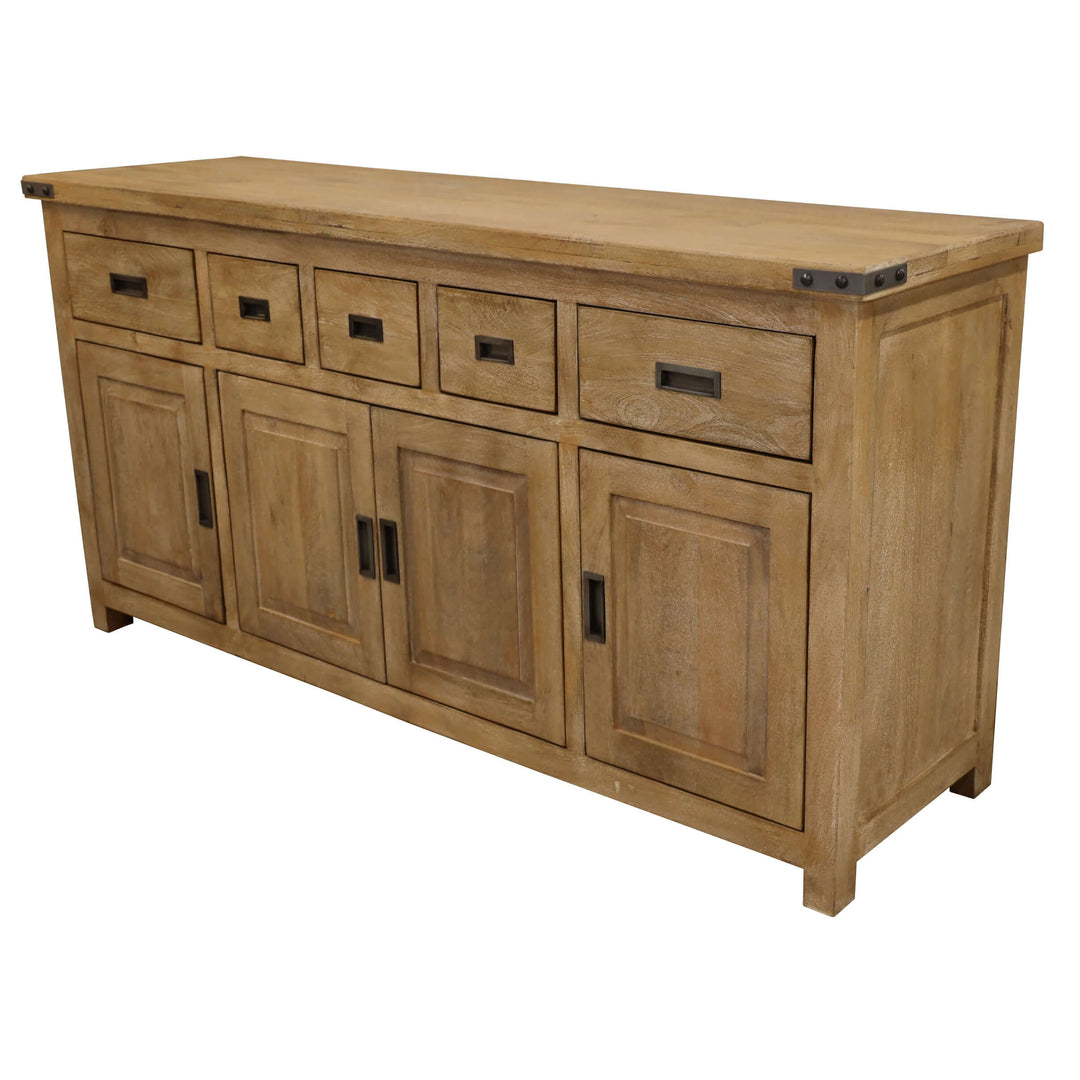 Gloriosa Buffet Table 180cm 4 Door 5 Drawer Solid Mango Timber Wood Honey Wash