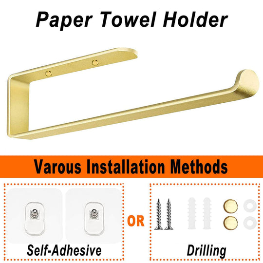 _label_, DSZ Product, feed-cond-new, feed-sl-free shipping, free-shipping, newGold Kitchen Bathroom Paper Holder Towel Holder Self Adhesive Or Screw Mount 31Cm - Premium Home & Garden > Bathroom Accessories > Towel Racks & Holders from Unbranded ! Shop Online Buy Now at S & D's Value Store Family Business Best Customer Service_label_, DSZ Product, feed-cond-new, feed-sl-free shipping, free-shipping, new