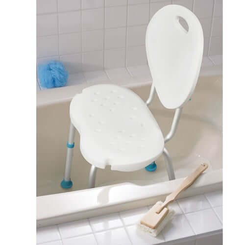 Affordable adjustable shower chair with backrest for a comfortable bath experience.