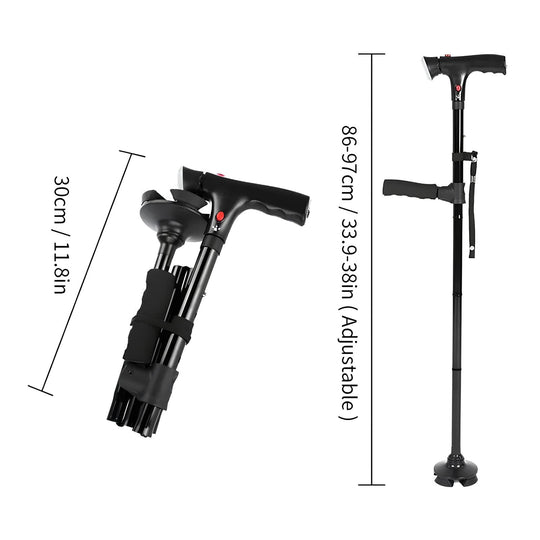 Easy To Collapse Walking Cane Stick with LED