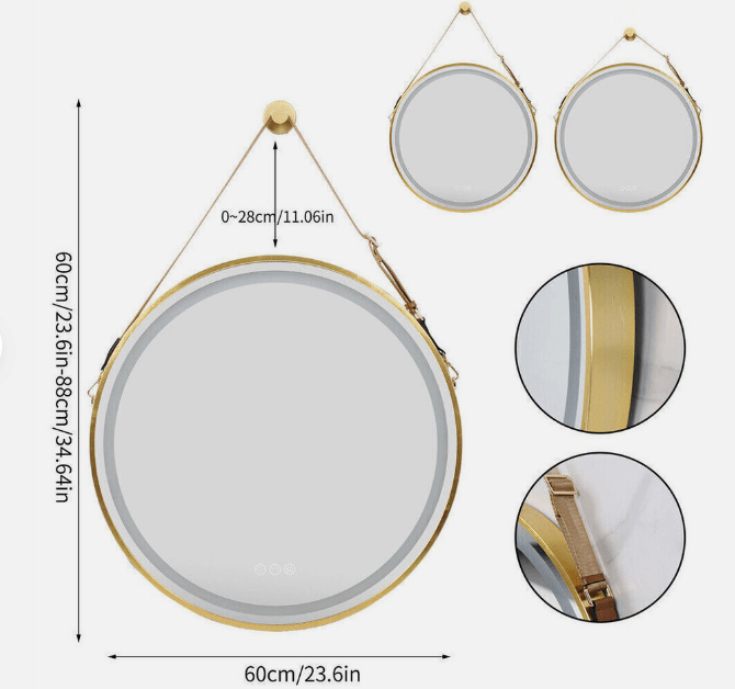 DSZ Product, feed-cond-new, feed-sl-DSZ Freight Payable, newInterior Ave - Led Round Hanging Salon / Bathroom Wall Mirror - Gold - 60Cm - Premium Home & Garden > Decor > Mirrors from Interior Ave ! Shop Online Buy Now at S & D's Value Store Family Business Best Customer ServiceDSZ Product, feed-cond-new, feed-sl-DSZ Freight Payable, new