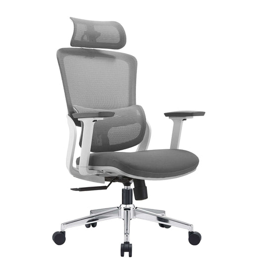 Ergonomic Elena high back grey office chair with adjustable headrest and armrests, ideal for quality and affordable workspace comfort.