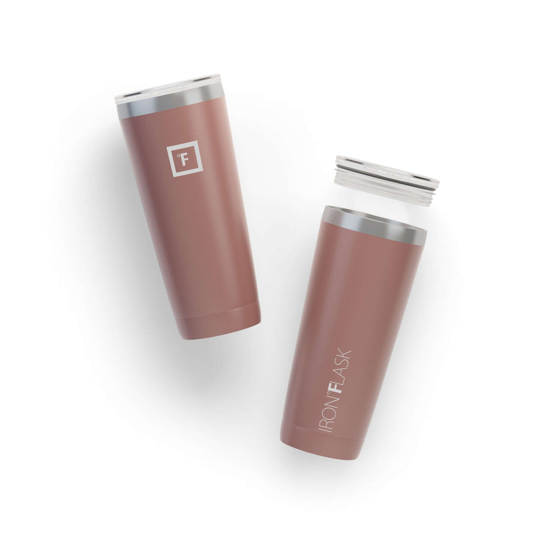 Iron Flask Classic Tumbler in Rose Gold, 24oz, quality insulated drinkware for hot and cold beverages.