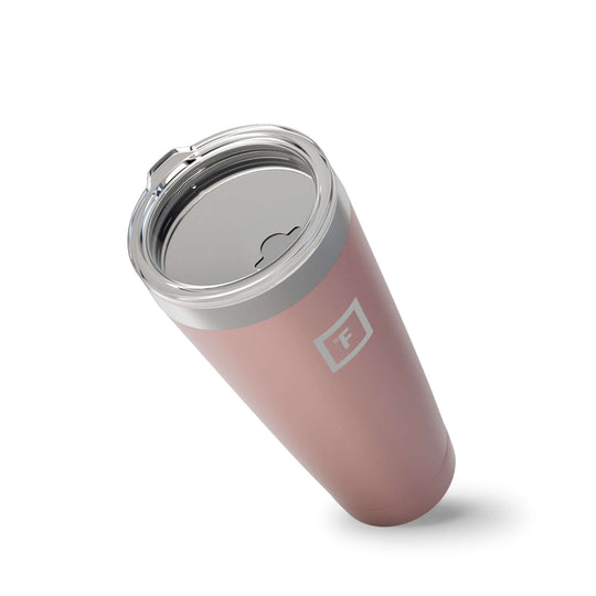 Iron Flask Classic Tumbler in Rose Gold, 32oz, featuring stylish design and double-walled insulation for hot and cold drinks.